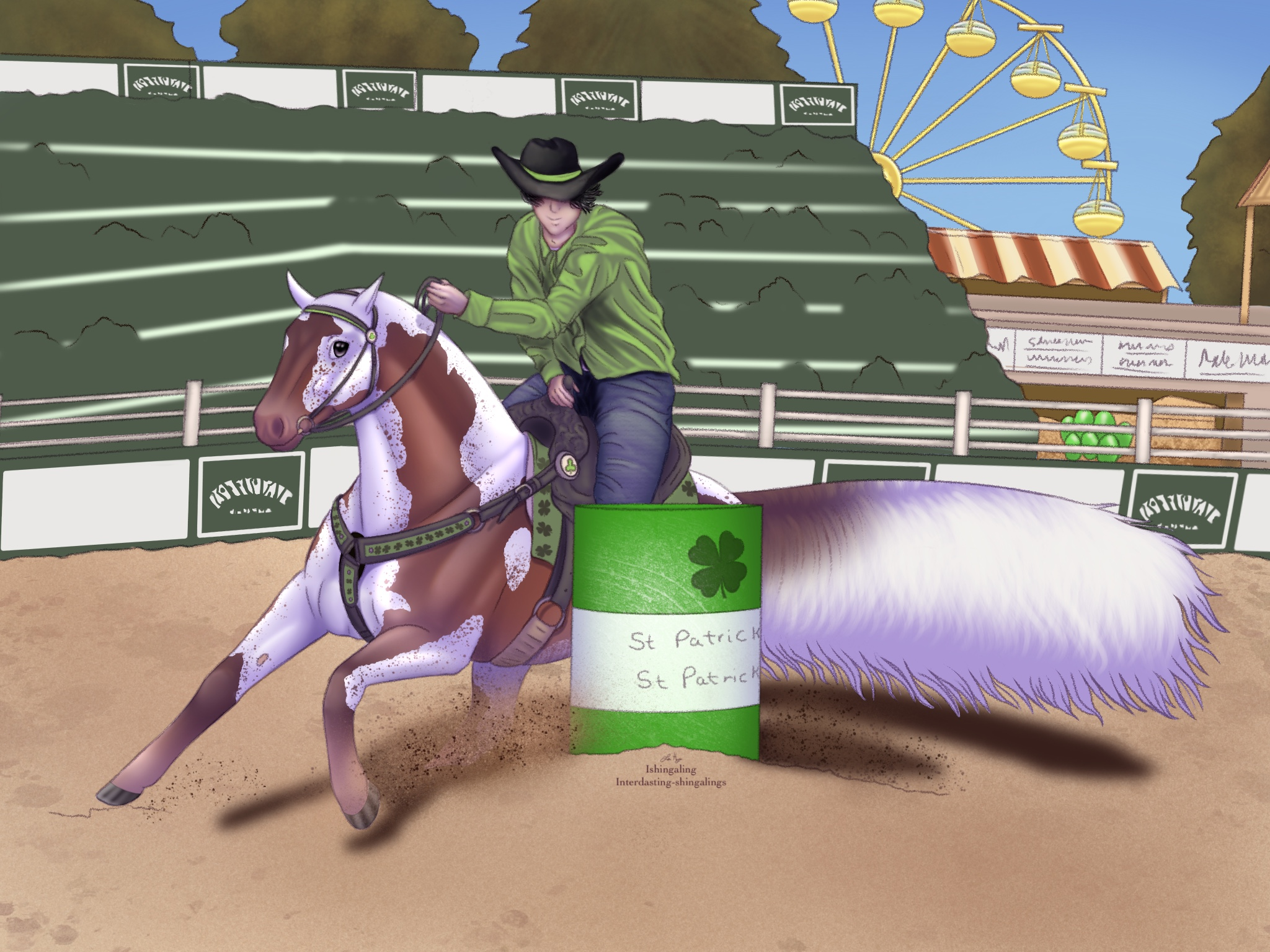 Click to view larger size 4397 St Patrick’s Day Barrel Racing